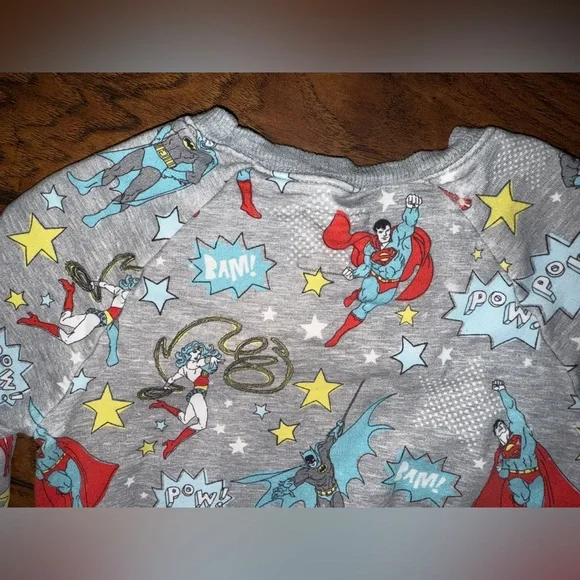 Little Sleepies Gray Superhero Print Kids Sweatshirt with Red and Yellow Accents - Picture 5 of 5
